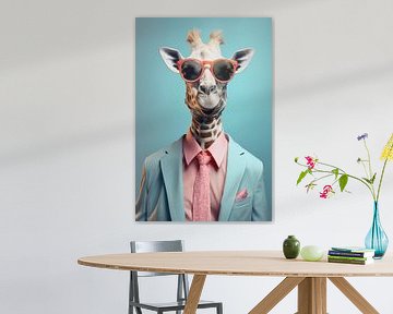 Giraffe met pak en zonnebril van haroulita