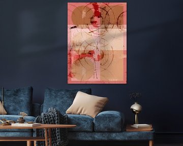 Abstract shapes and lines in pink and warm rusty colors no. 1 by Dina Dankers