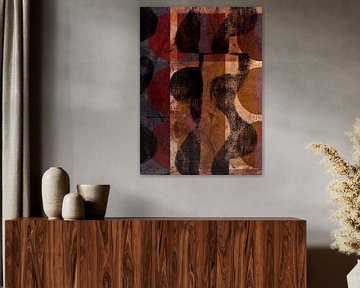 Abstract shapes and lines in warm rusty colors no. 4 by Dina Dankers