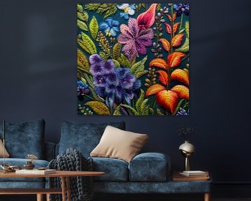 Floral hand embroidery art by haroulita