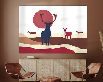 Cerfs dans les dunes sur Artwork by Dagmar