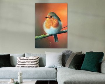 Robin Rests on Branch at Setting Sun by Color Square