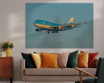 Landen KLM Boeing 747-400 jumbojet. van Jaap van den Berg