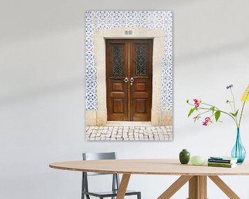 Old vintage brown door Ericeira Portugal by Mirjam Broekhof