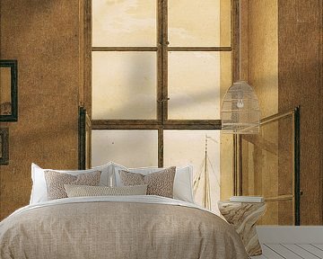 Uitzicht vanuit het atelier (rechterraam), Caspar David Friedrich - ca. 1805