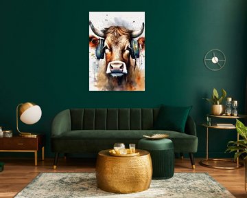 cow oil painting art by widodo aw