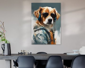 dog oil painting by widodo aw