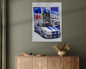 Nissan GTR R34 Skyline Fast and Furious Vektoren von Zextrume