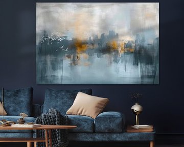 Abstract, schilderij, tinten van grijs, stad van BowiScapes