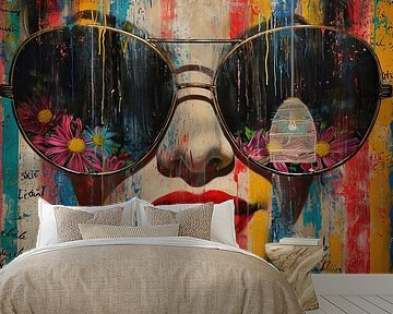 Modern Portret | Vrouw Bloemige Zonnebril