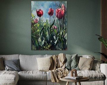 Impressionistische Tulpen van Blikvanger Schilderijen