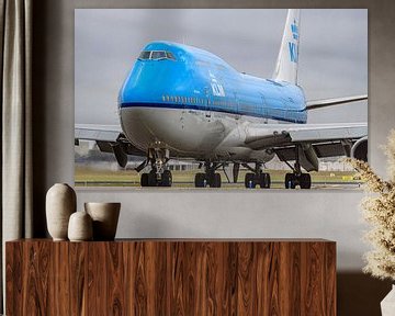 Taxiënde KLM Boeing 747-400 passagiersvliegtuig.