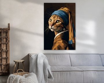 Cat with a pearl earring - Vermeer by Marianne Ottemann - OTTI