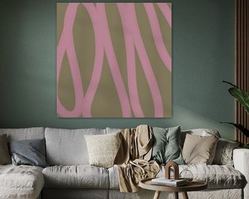 Boho abstracte lijnen in roze en goud. van Dina Dankers