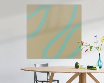 Boho abstracte lijnen in mintgroen en lichtgoud van Dina Dankers