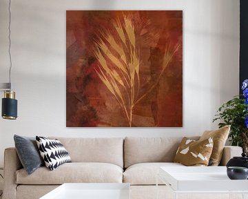 Plant in aardetinten. Modern abstract botanisch. van Dina Dankers