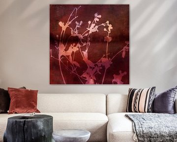 Bloemen in roze en bruin. Modern abstract botanisch. van Dina Dankers