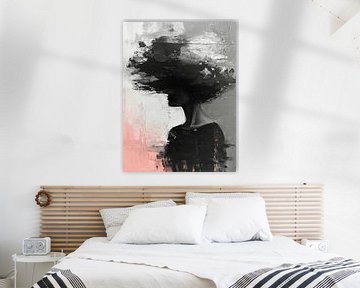 Mysterieuze Silhouet met Roze in Monochrome Droom van Color Square