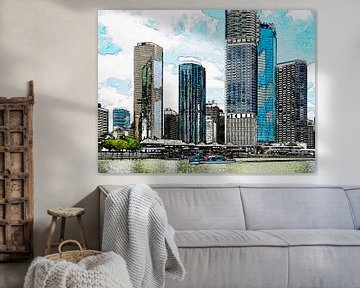 De skyline van Brisbane van Rietje Bulthuis
