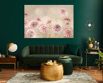 Dreamy Dahlias's. With canvas structure. by Alie Ekkelenkamp