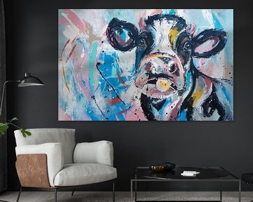 The Happy Cow | Pastel by Vrolijk Schilderij