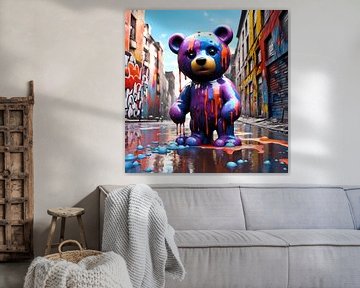 Teddybeer met verf van Dennisart Fotografie