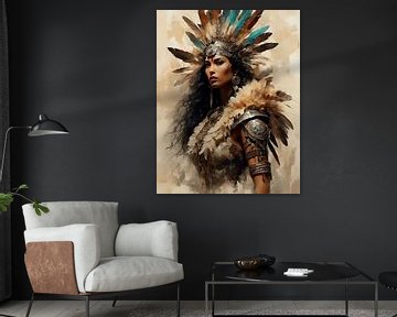 Een aquarel van een native american woman