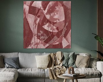 Nachtbloemen. Abstract botanisch in warm bruin en wit. van Dina Dankers