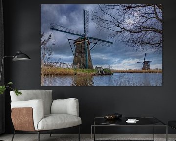 Mills of Kinderdijk just after a rainstorm