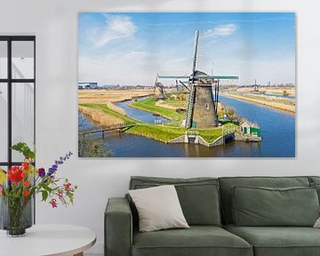 Luftaufnahme der Mühlen in Kinderdijk in Südholland Niederlande von Eye on You
