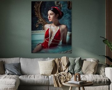 Lady in red van Fine Art Studios