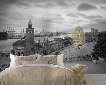 Landungsbrücken Hamburg black and white by Michael Valjak