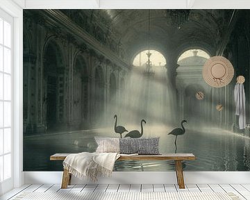 Flamingo's in een Victoriaans bad van Karina Brouwer