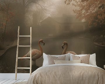De Flamingo in de mist van Karina Brouwer