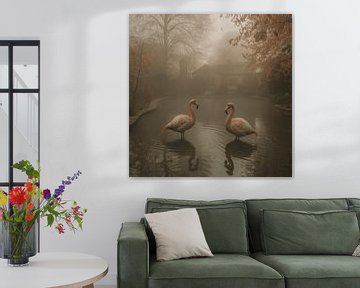 De Flamingo in de mist van Karina Brouwer