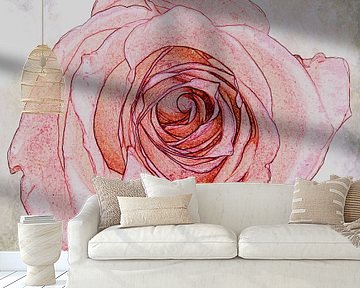 Roze roos, vintage look van Rietje Bulthuis