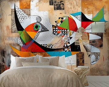 Modern Vogel Schilderij | Vogel van Kunst Kriebels