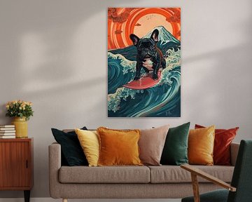 Bulldog Surfer by Wonderful Art