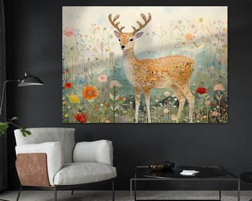 Deer Nature Painting | Blooming Deer by Wonderful Art