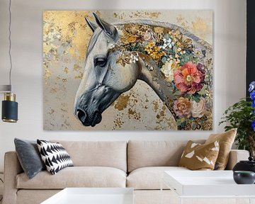 Goldenes Pferd Porträt | Golden Equus von Wunderbare Kunst