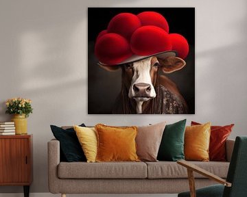 Vache de la Forêt-Noire avec chapeau à bollen sur YArt