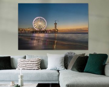 Scheveningen in panorama - Pier van Scheveningen op het strand in Den Haag van Jolanda Aalbers