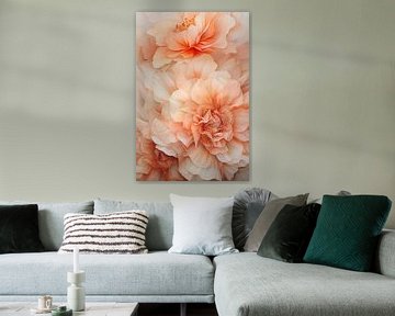 Abstracte weergave van zijden, fuzzy peach bloemen van Lauri Creates