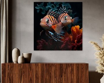 Poisson mandarin orange-noir sur TheXclusive Art