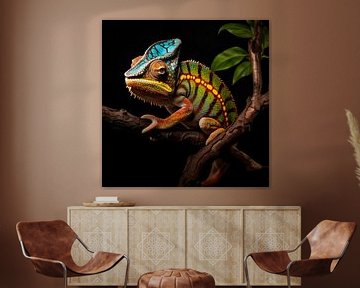 Chameleon on a branch by The Xclusive Art