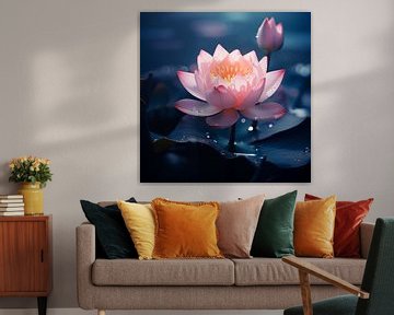 Fleur de lotus sur feuille sur TheXclusive Art