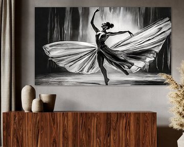 Photographie en noir et blanc avec une danseuse de ballet sur Mustafa Kurnaz