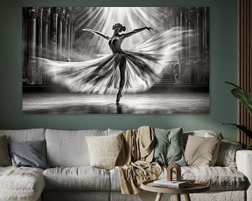 Zwart-wit foto met een balletdanseres van Mustafa Kurnaz