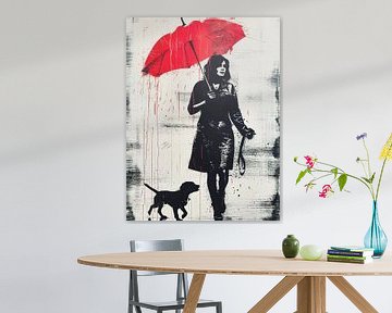 Unleash the dog - street art portret in de stijl van Banksy van Roger VDB