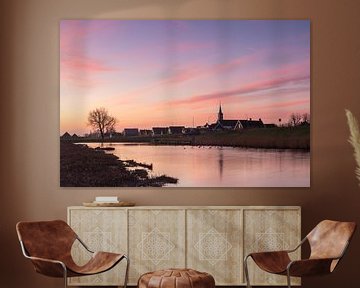 Vue de Oudesluis (Hollande du Nord) sous un ciel pastel sur Bram Lubbers